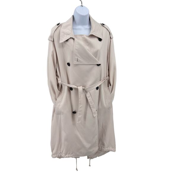 Allsaints Cream Lia Mac Trench Coat Duster Womens M Button Front Double Breasted - Picture 2 of 14